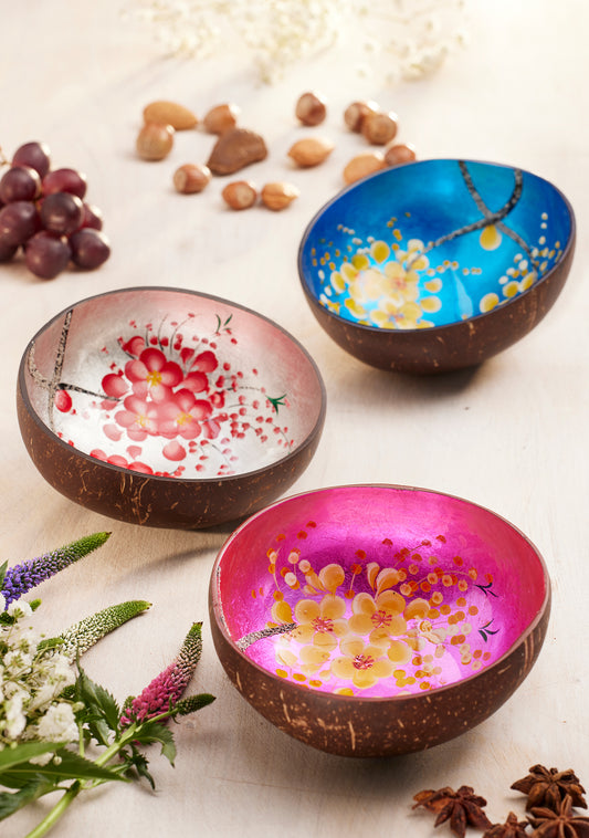 Coconut Bowl With Flowers