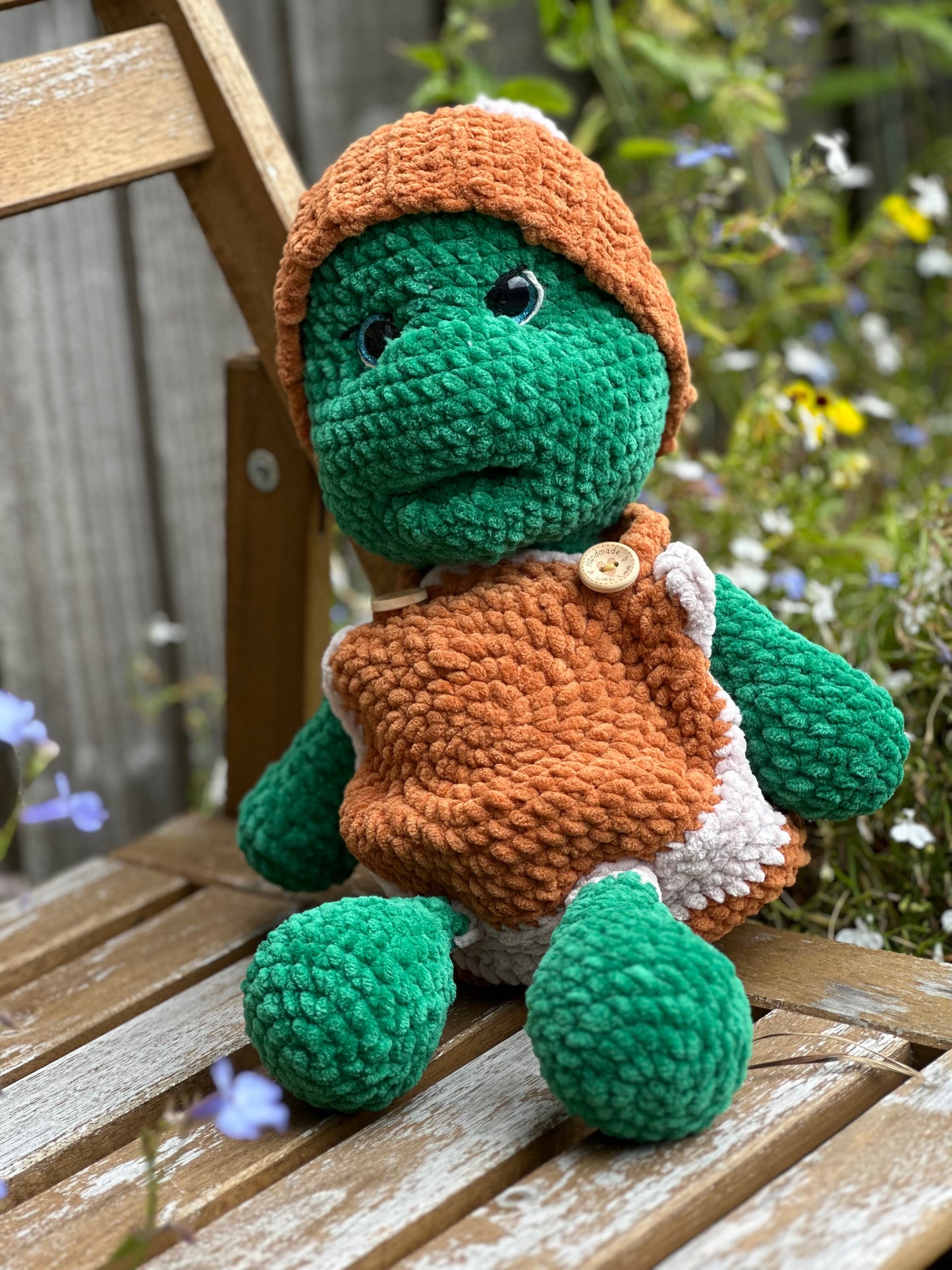 Pacific Ridley Jr Turtle, Chenille Yarn and Recycled stuffing