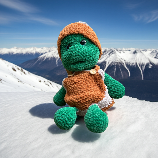 Pacific Ridley Jr Turtle, Chenille Yarn and Recycled stuffing