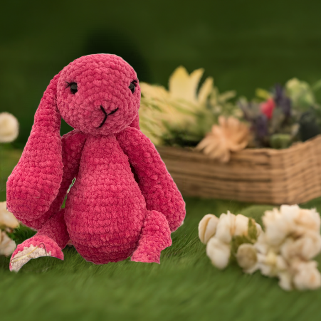 Rachael Rabbit, crochet Rabbit, handmade, cotton and chenille, animal, cute, gift, Christmas, gift ideas, recycled