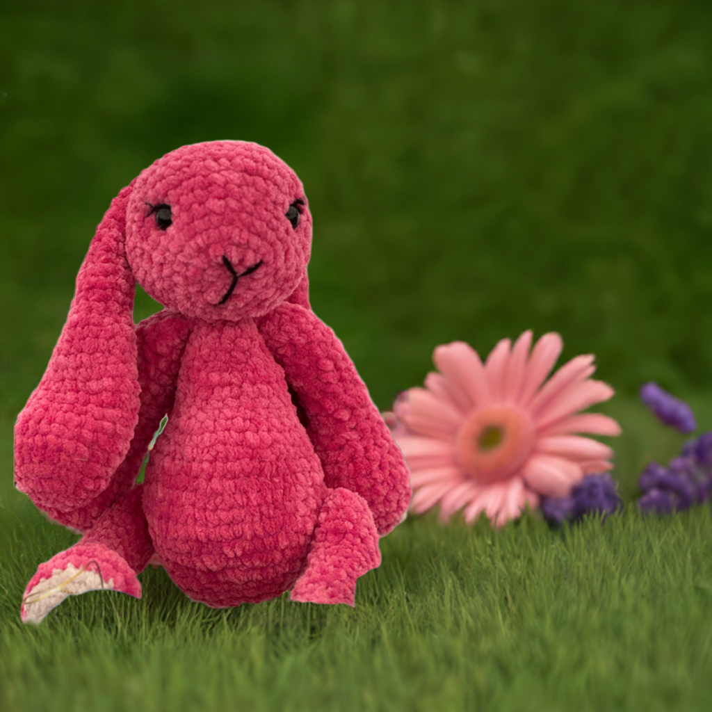 Rachael Rabbit, crochet Rabbit, handmade, cotton and chenille, animal, cute, gift, Christmas, gift ideas, recycled