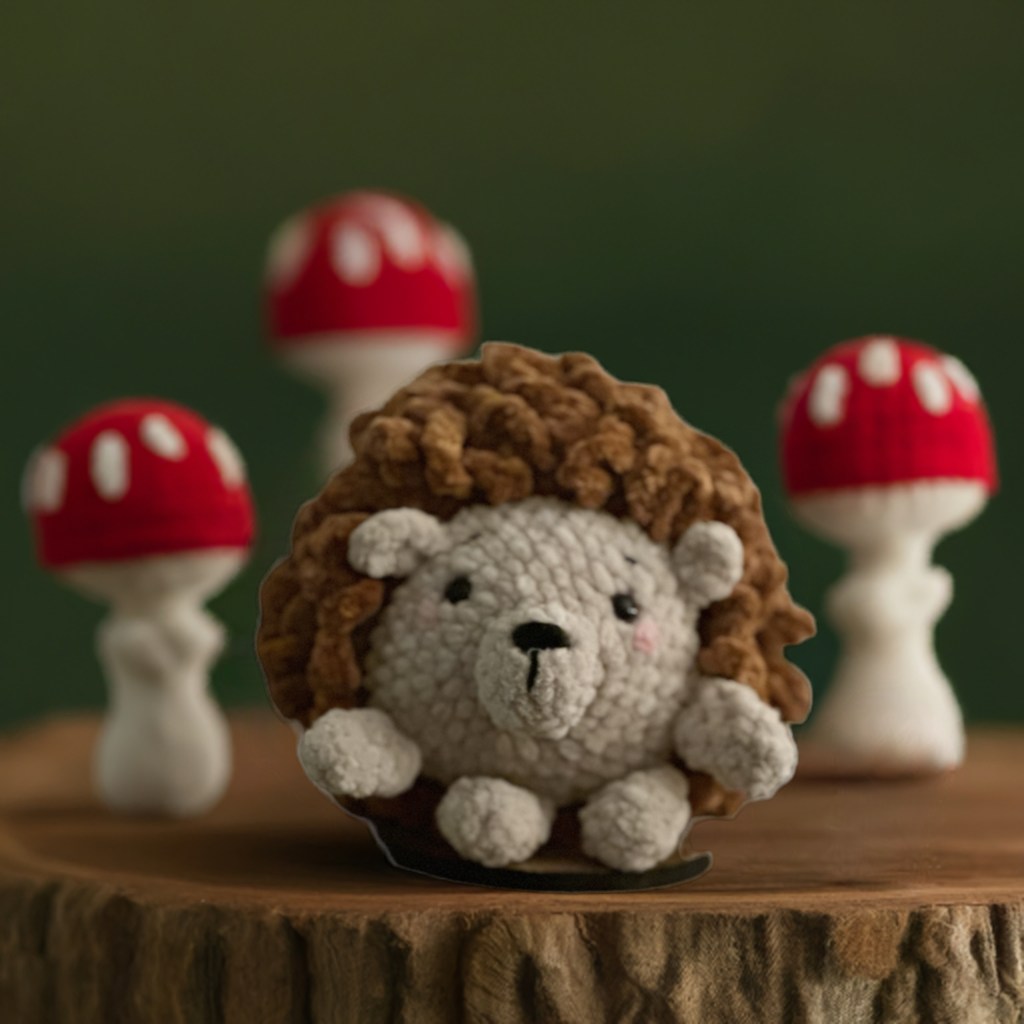 Large Chenille Crochet Hedgehog