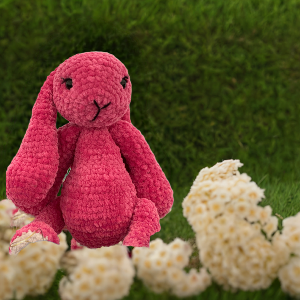 Rachael Rabbit, crochet Rabbit, handmade, cotton and chenille, animal, cute, gift, Christmas, gift ideas, recycled