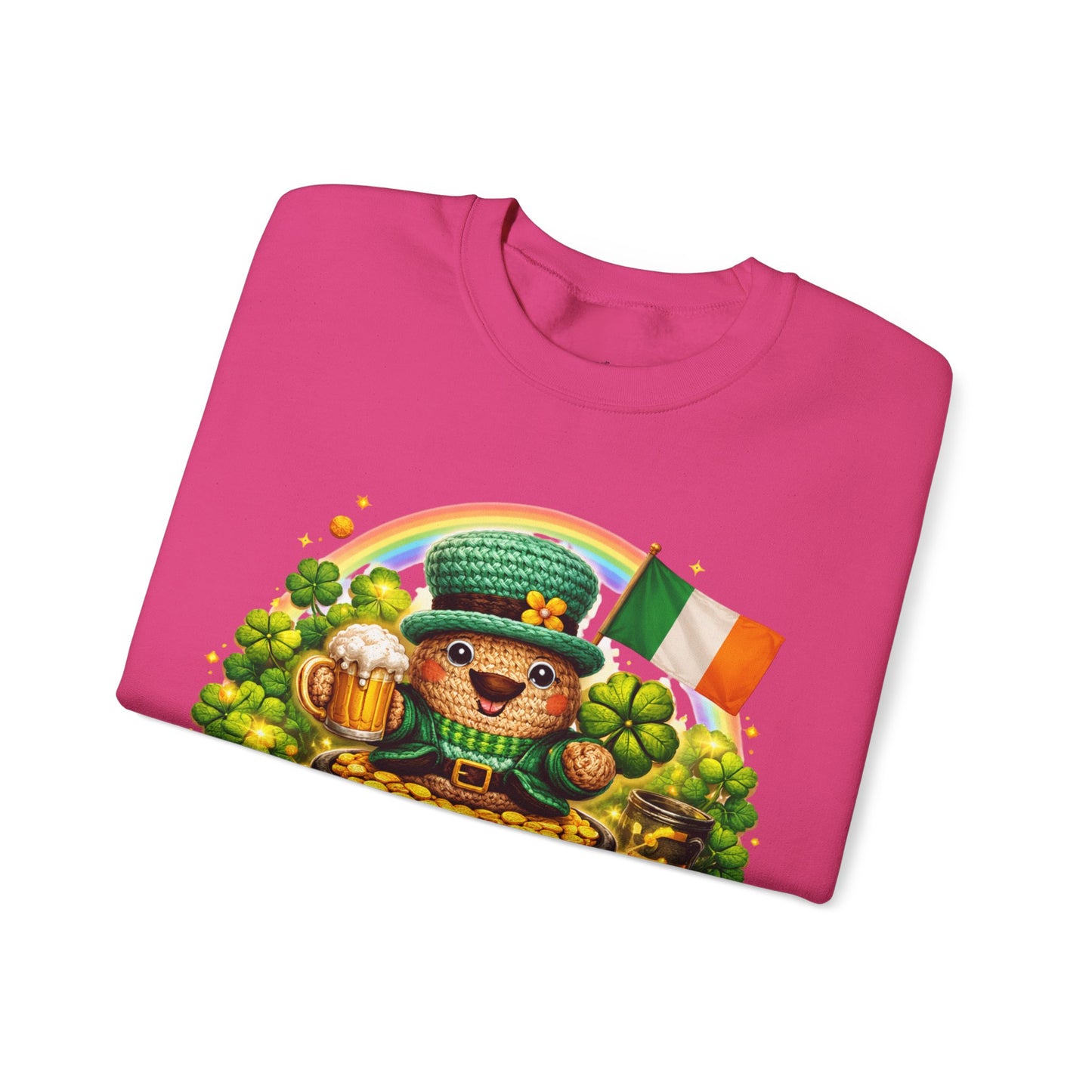 St. Patrick's Day Leprechaun Bear Crewneck Sweatshirt | Irish Shamrock Rainbow