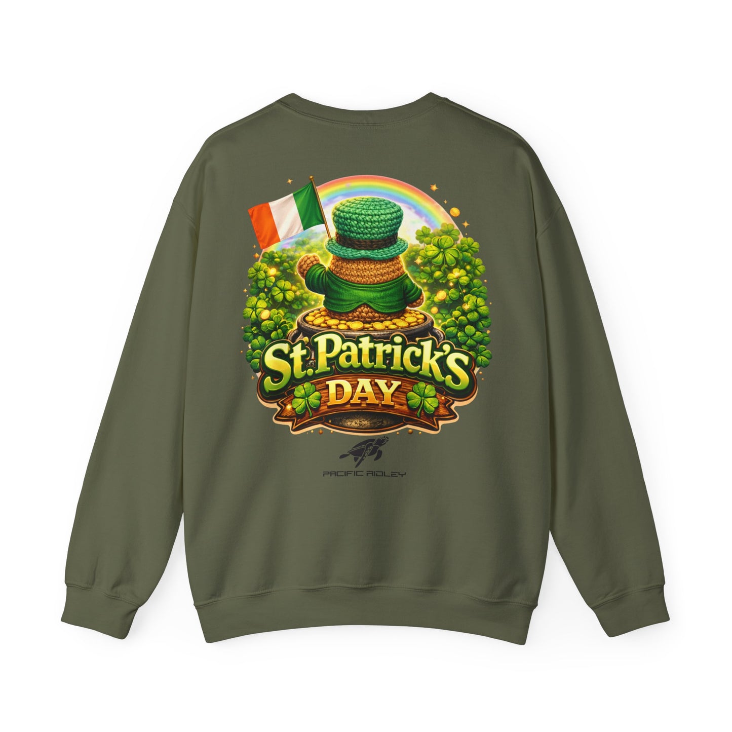 St. Patrick's Day Leprechaun Bear Crewneck Sweatshirt | Irish Shamrock Rainbow