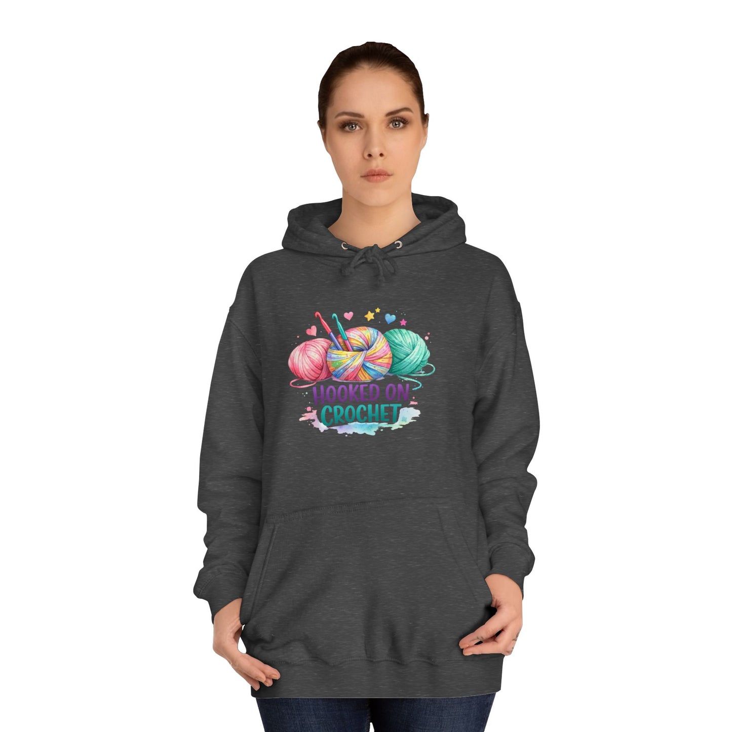 Hooked on Crochet Hoodie | Yarn Balls, Crochet Hooks, Colorful Craft