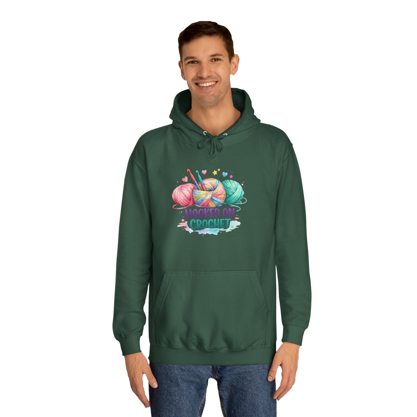 Hooked on Crochet Hoodie | Yarn Balls, Crochet Hooks, Colorful Craft