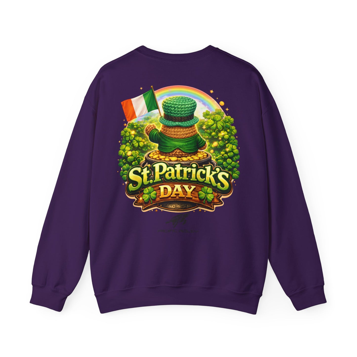 St. Patrick's Day Leprechaun Bear Crewneck Sweatshirt | Irish Shamrock Rainbow