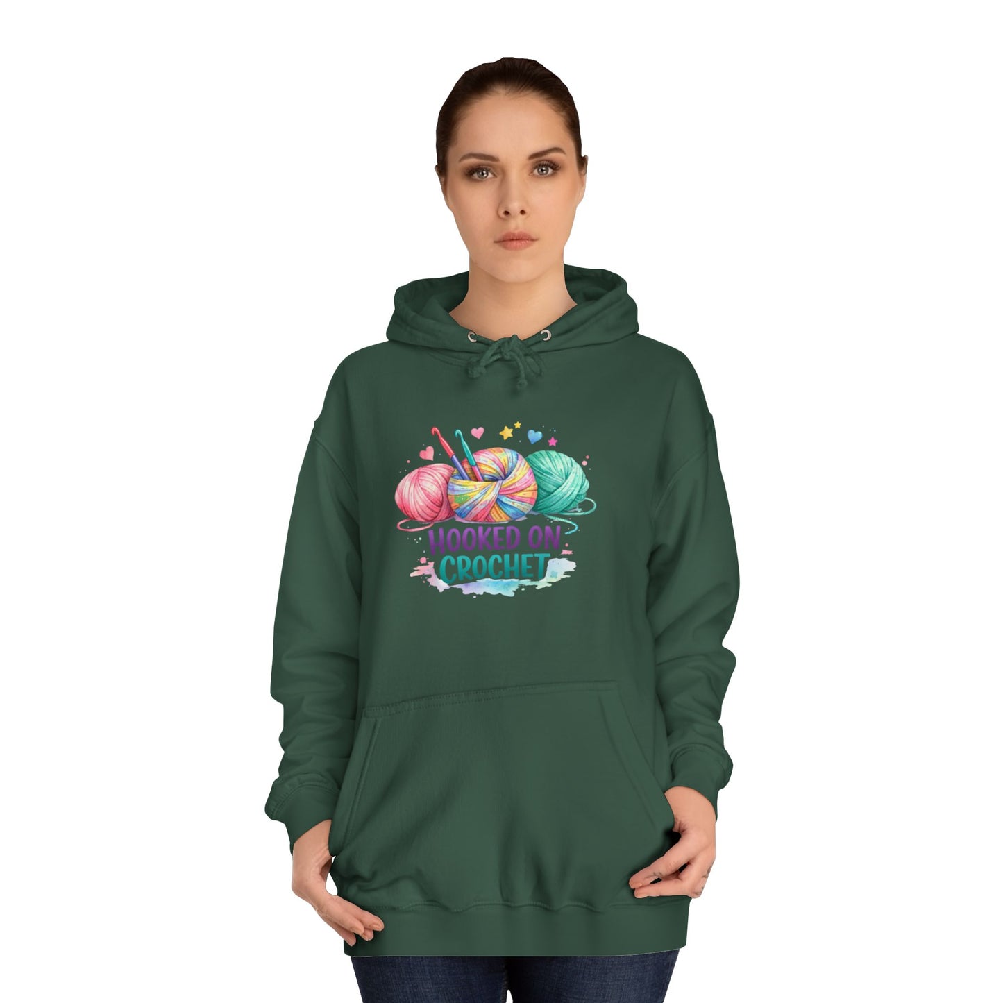 Hooked on Crochet Hoodie | Yarn Balls, Crochet Hooks, Colorful Craft