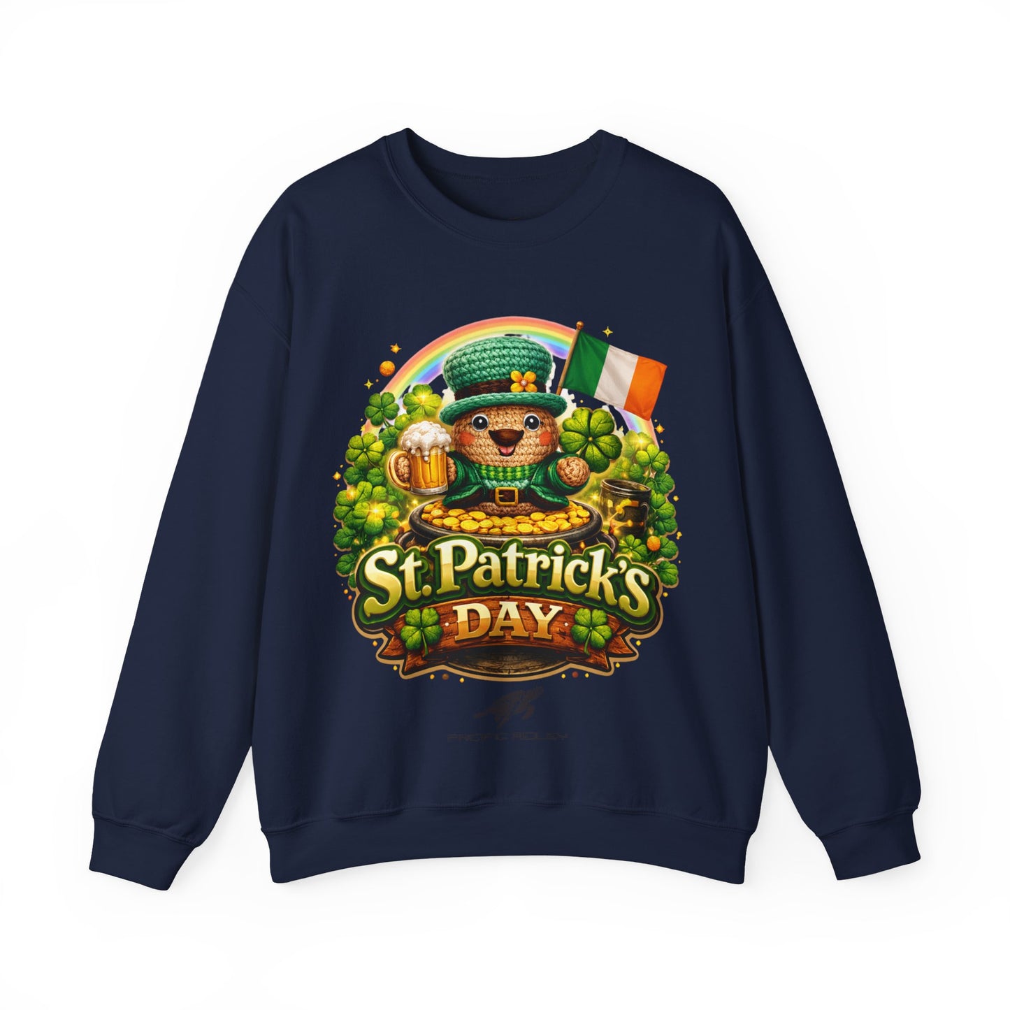 St. Patrick's Day Leprechaun Bear Crewneck Sweatshirt | Irish Shamrock Rainbow
