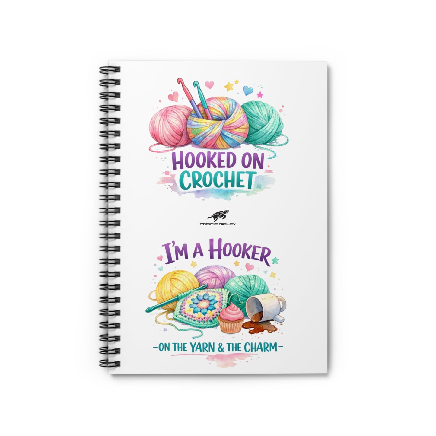 Hooked on Crochet Spiral Notebook | Yarn Balls & Hooks Ruled Journal