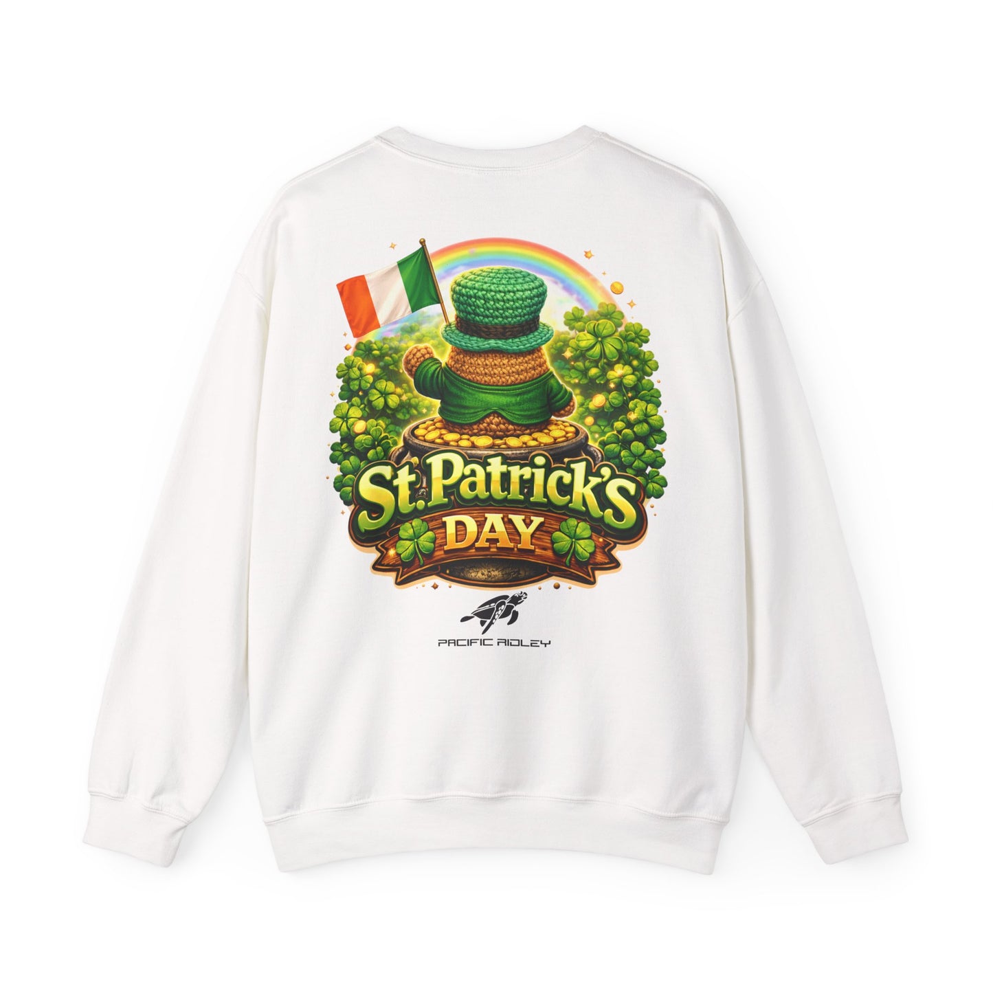 St. Patrick's Day Leprechaun Bear Crewneck Sweatshirt | Irish Shamrock Rainbow