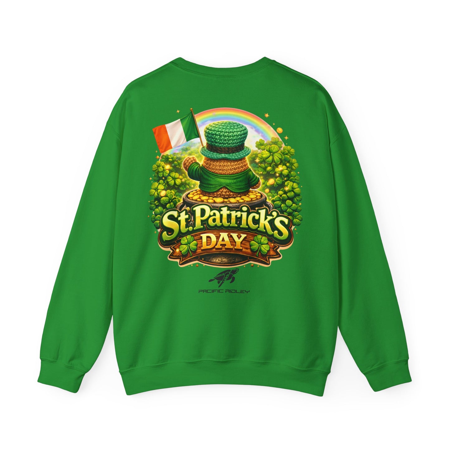 St. Patrick's Day Leprechaun Bear Crewneck Sweatshirt | Irish Shamrock Rainbow