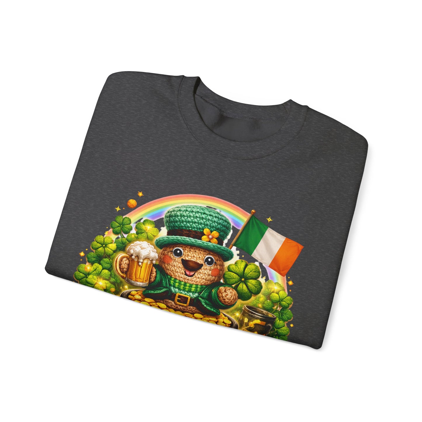 St. Patrick's Day Leprechaun Bear Crewneck Sweatshirt | Irish Shamrock Rainbow