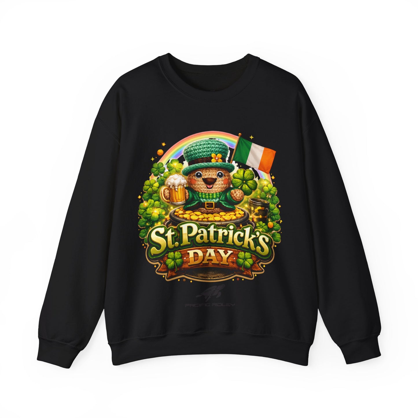 St. Patrick's Day Leprechaun Bear Crewneck Sweatshirt | Irish Shamrock Rainbow
