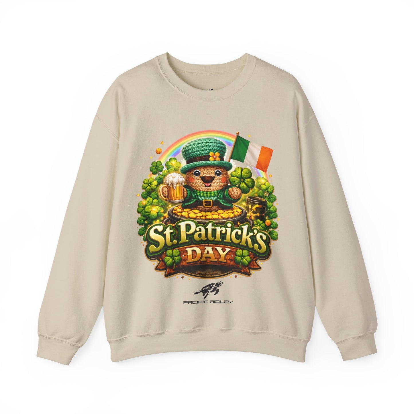 St. Patrick's Day Leprechaun Bear Crewneck Sweatshirt | Irish Shamrock Rainbow