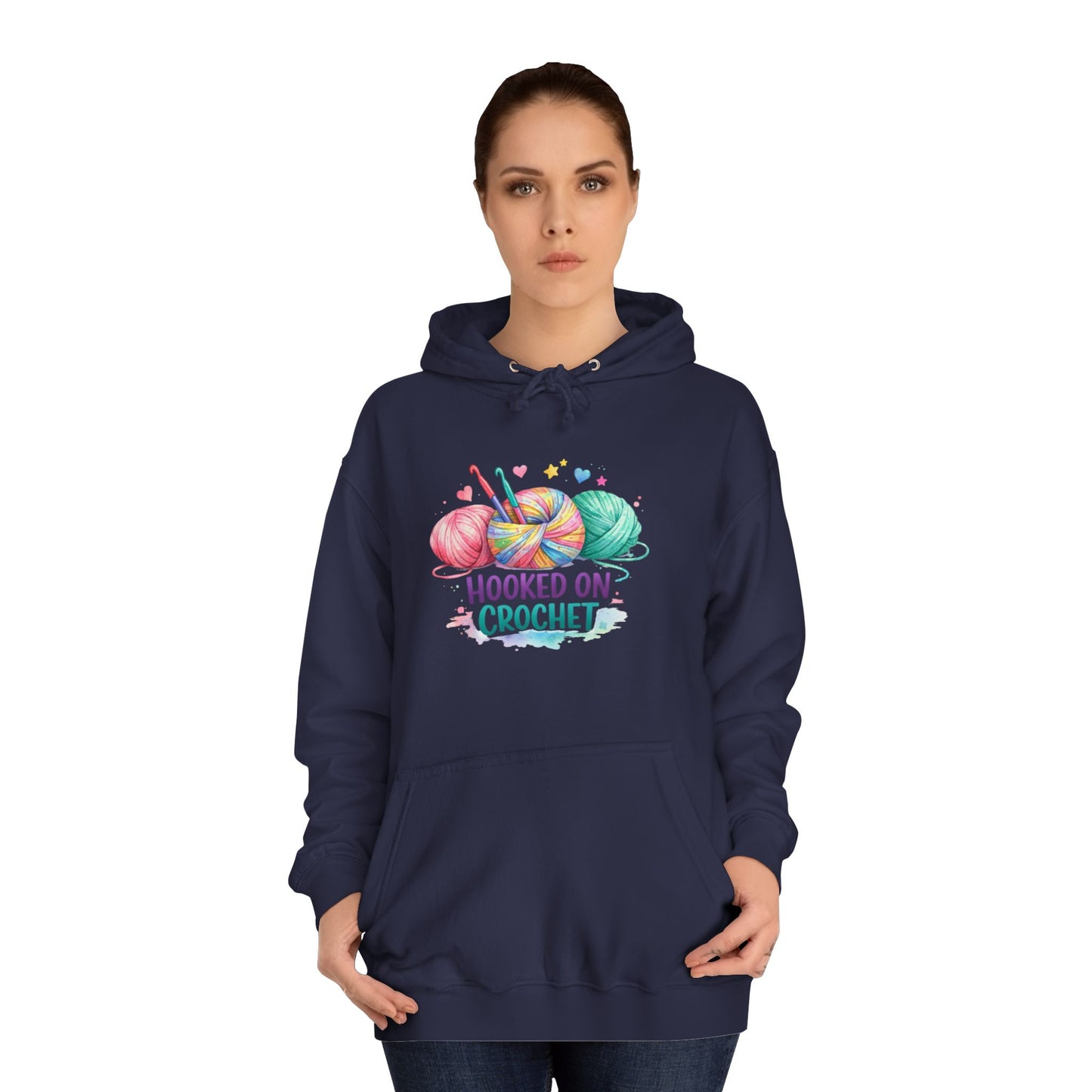 Hooked on Crochet Hoodie | Yarn Balls, Crochet Hooks, Colorful Craft