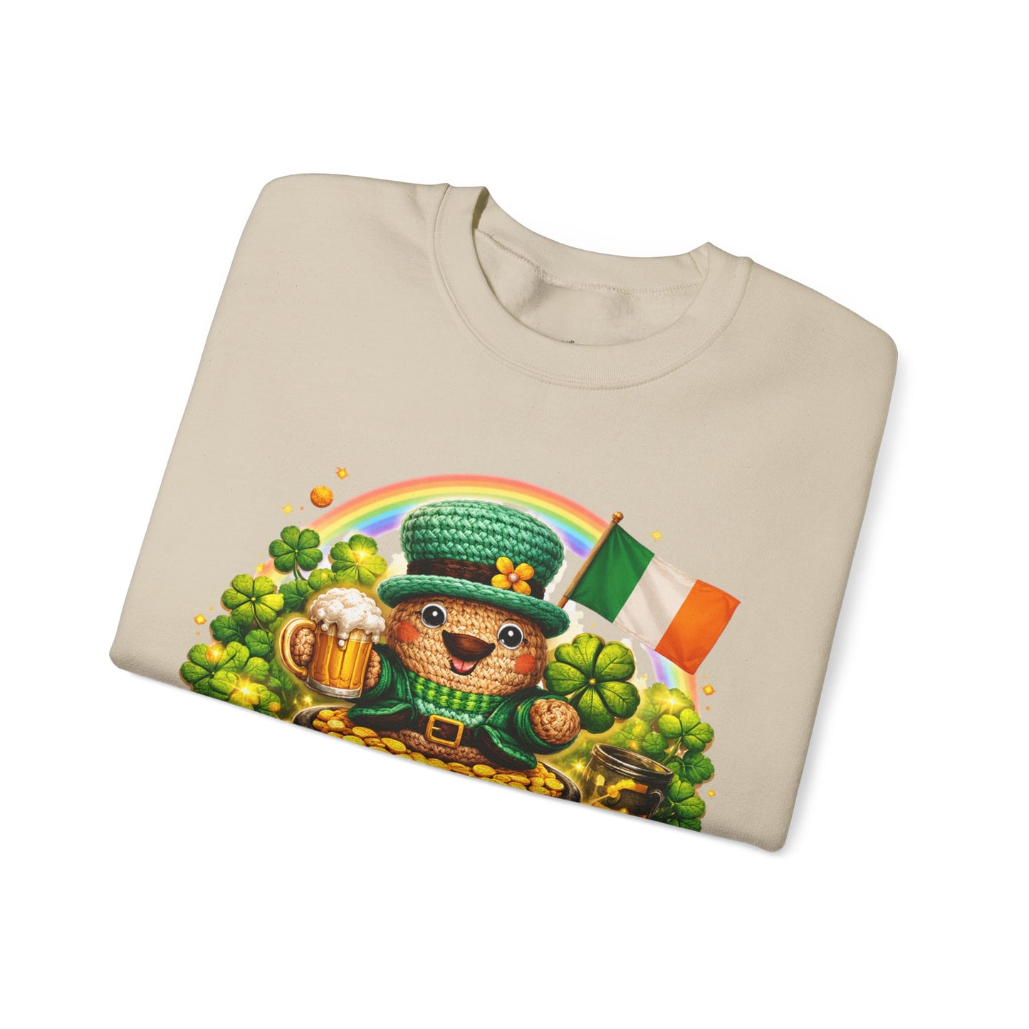 St. Patrick's Day Leprechaun Bear Crewneck Sweatshirt | Irish Shamrock Rainbow