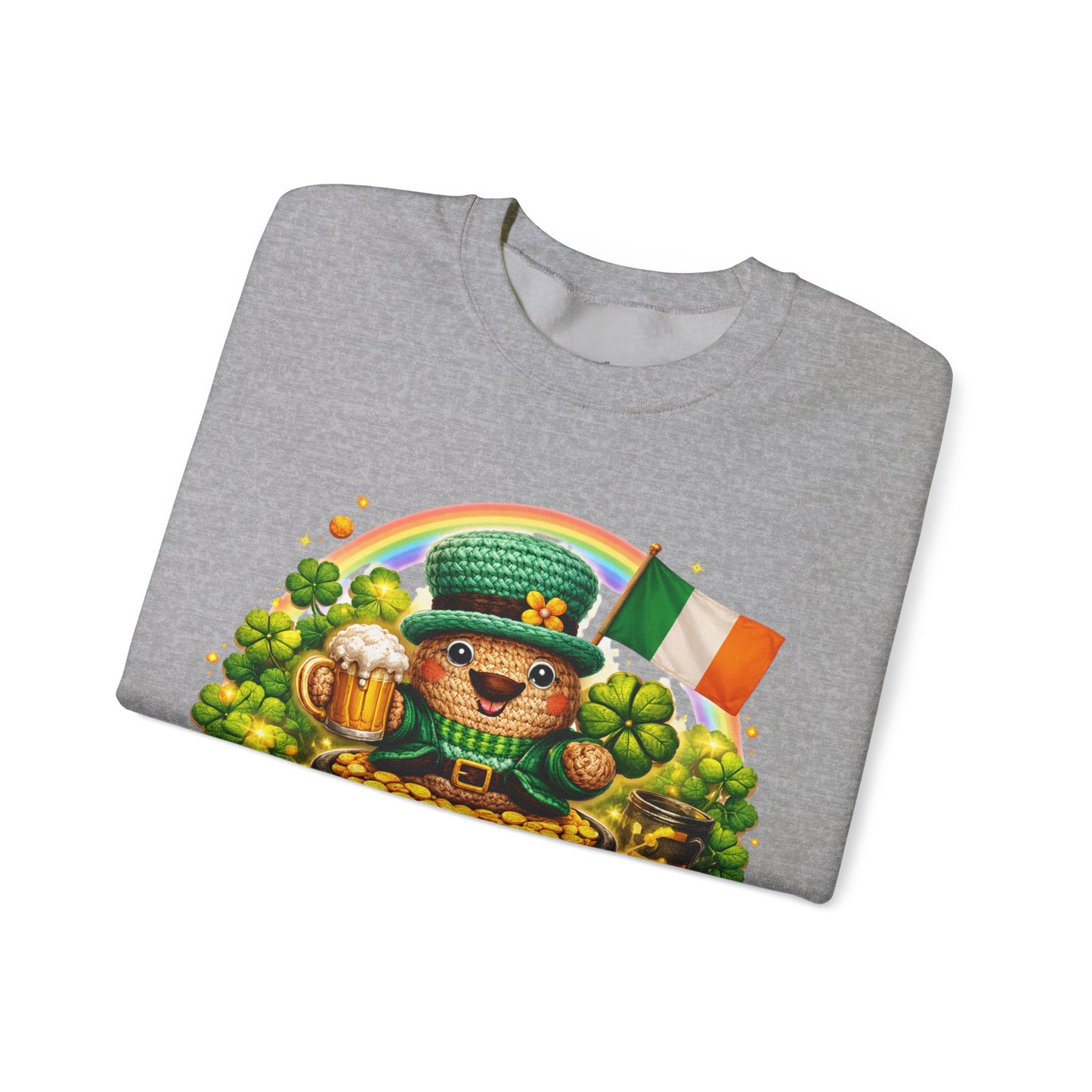 St. Patrick's Day Leprechaun Bear Crewneck Sweatshirt | Irish Shamrock Rainbow
