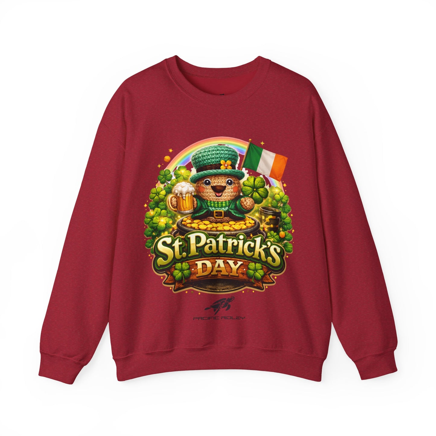 St. Patrick's Day Leprechaun Bear Crewneck Sweatshirt | Irish Shamrock Rainbow