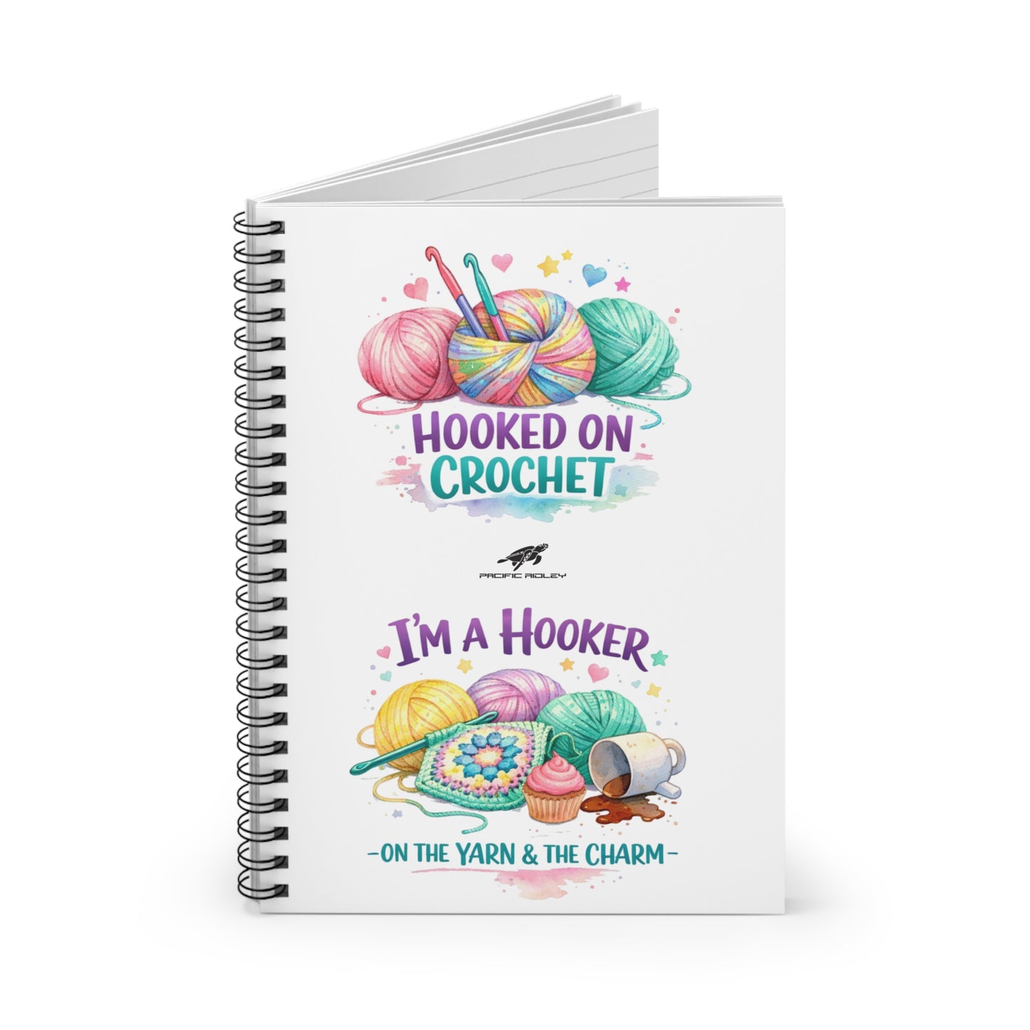 Hooked on Crochet Spiral Notebook | Yarn Balls & Hooks Ruled Journal