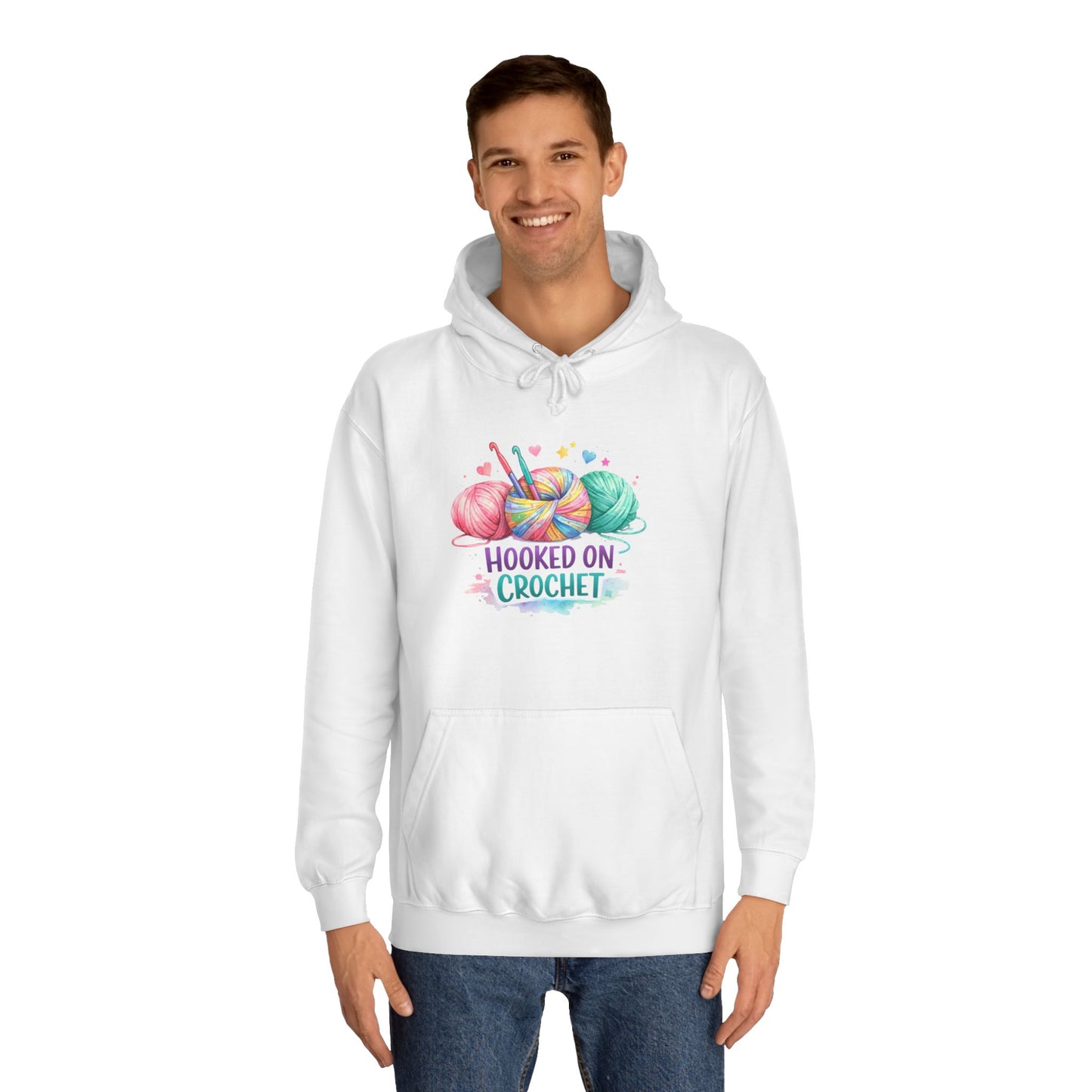 Hooked on Crochet Hoodie | Yarn Balls, Crochet Hooks, Colorful Craft