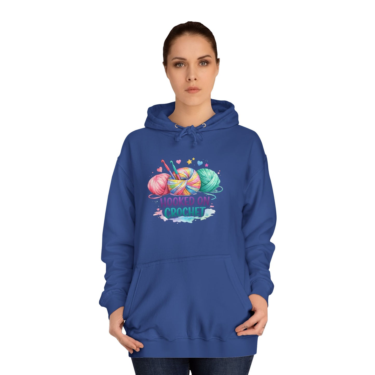Hooked on Crochet Hoodie | Yarn Balls, Crochet Hooks, Colorful Craft