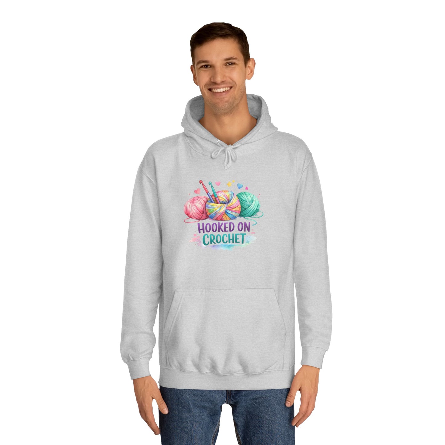 Hooked on Crochet Hoodie | Yarn Balls, Crochet Hooks, Colorful Craft