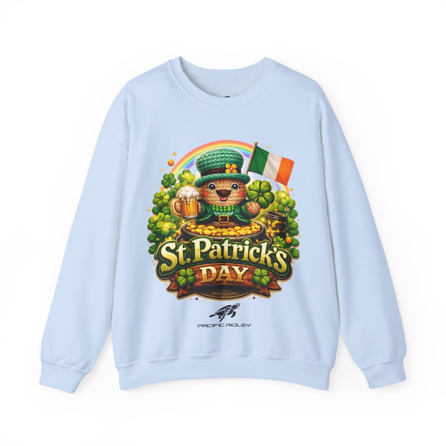 St. Patrick's Day Leprechaun Bear Crewneck Sweatshirt | Irish Shamrock Rainbow