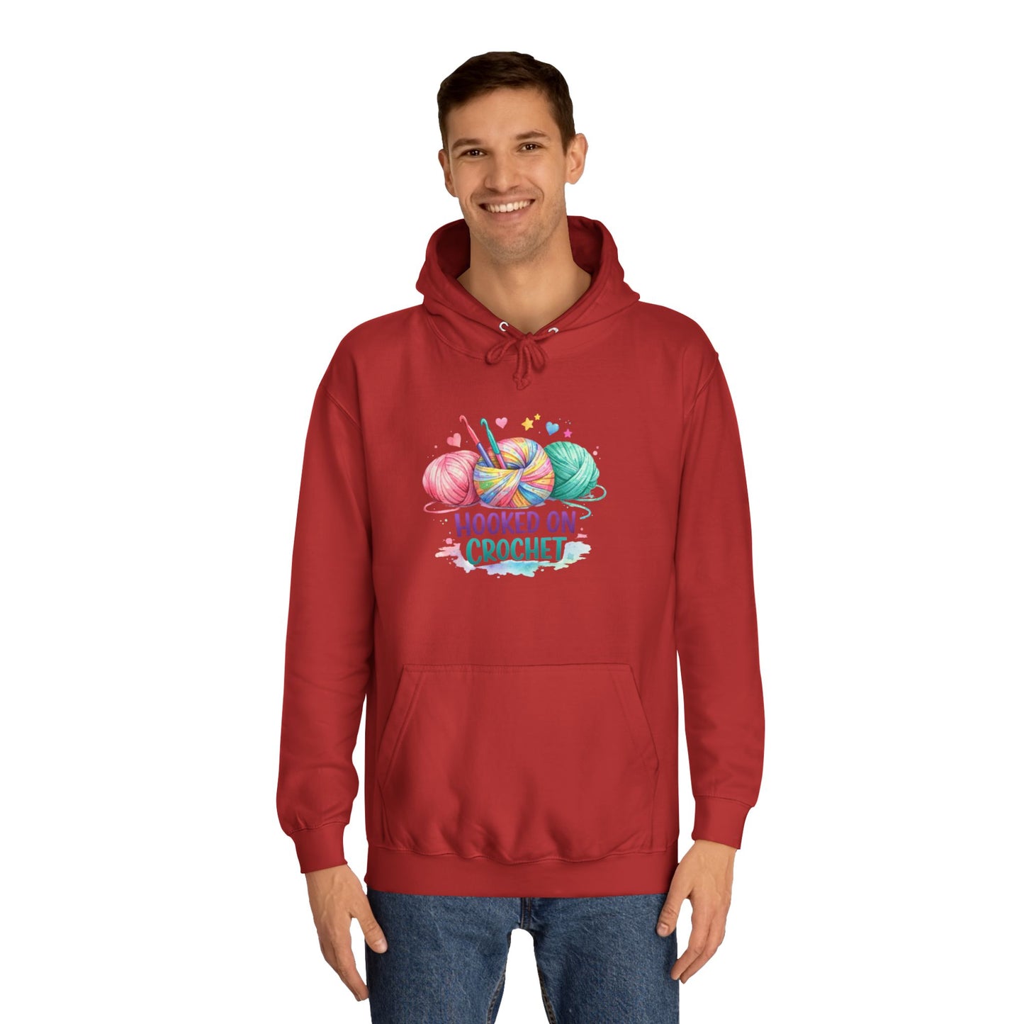 Hooked on Crochet Hoodie | Yarn Balls, Crochet Hooks, Colorful Craft
