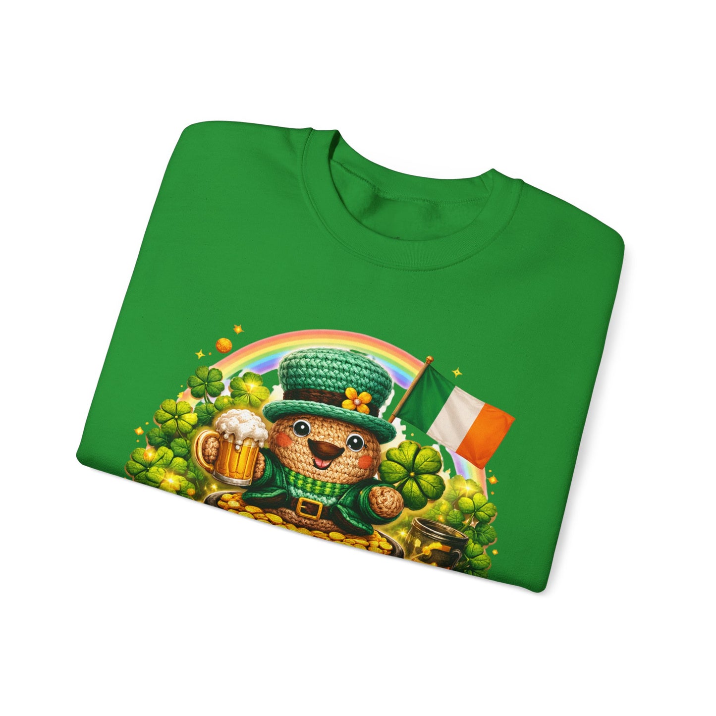St. Patrick's Day Leprechaun Bear Crewneck Sweatshirt | Irish Shamrock Rainbow