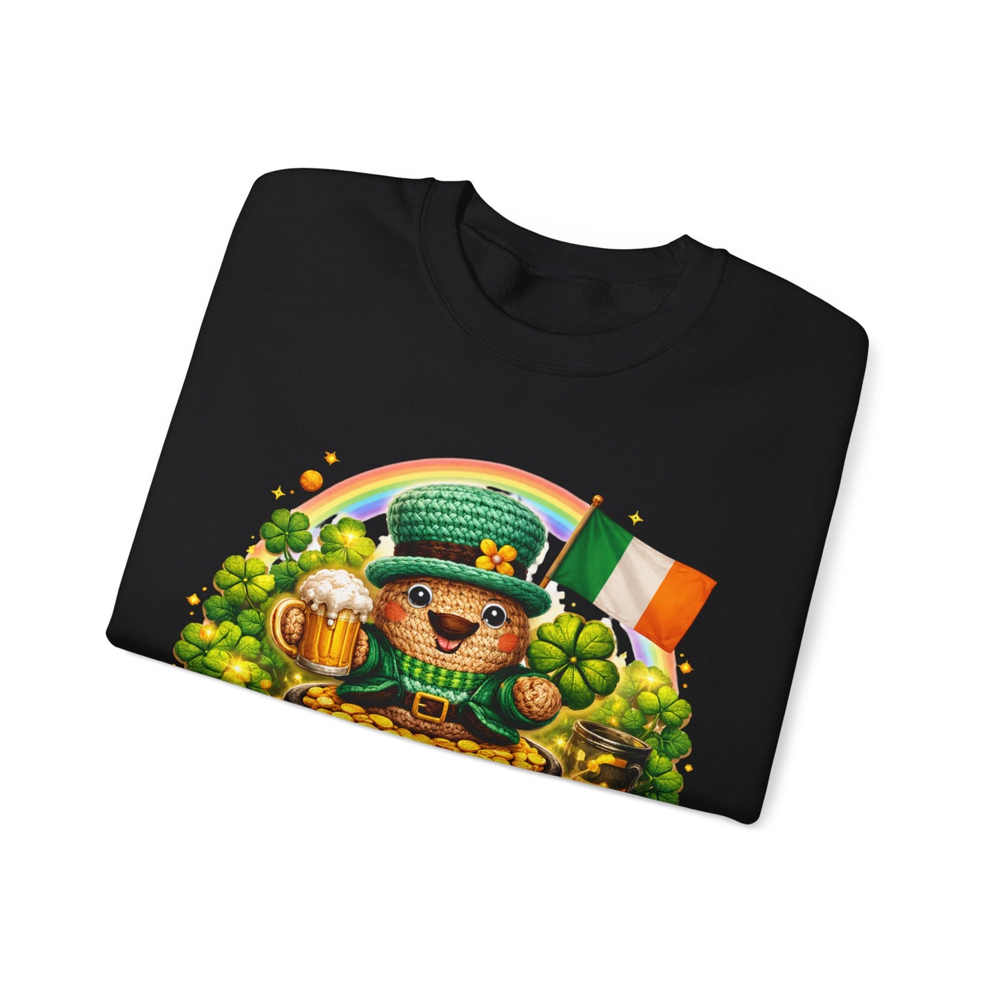 St. Patrick's Day Leprechaun Bear Crewneck Sweatshirt | Irish Shamrock Rainbow