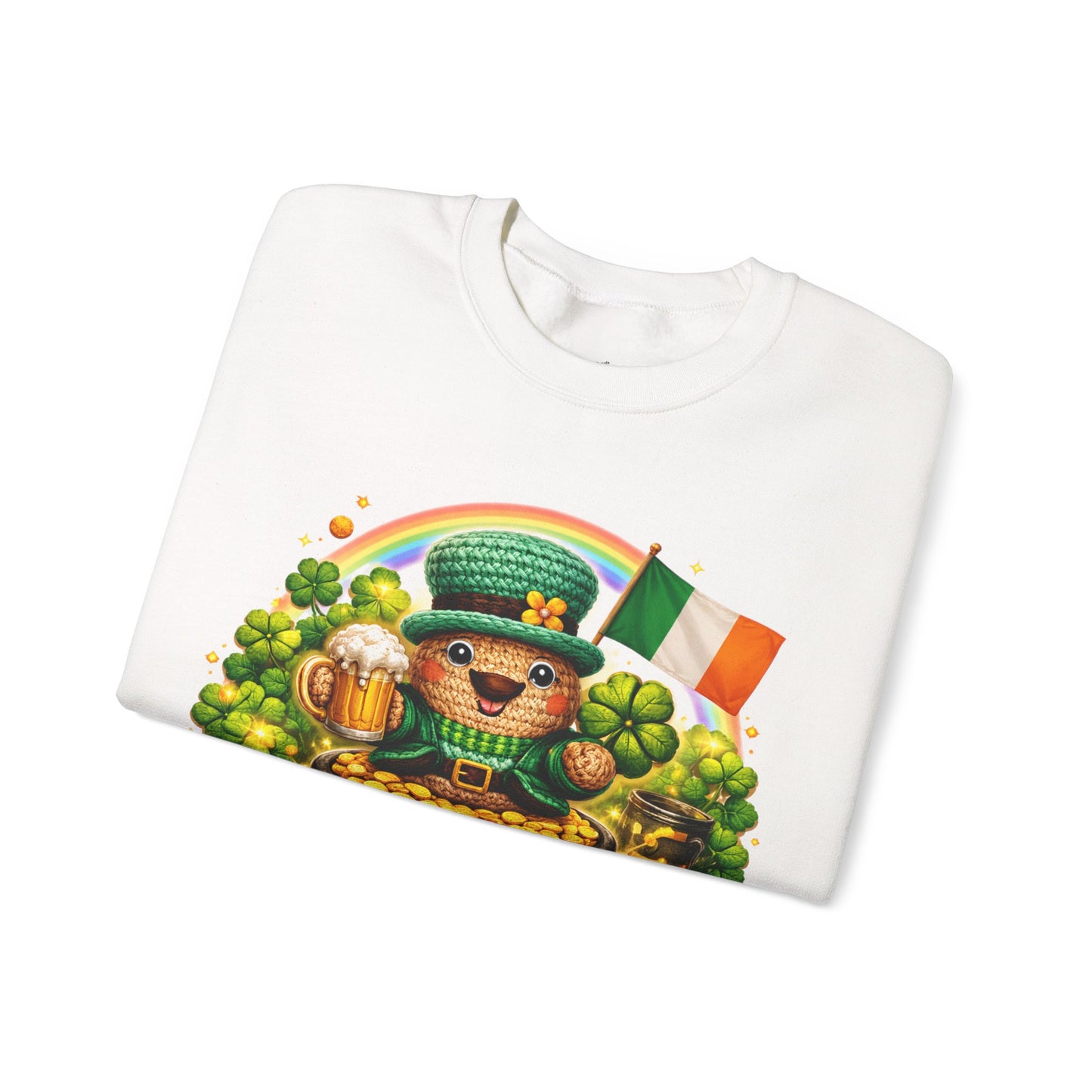 St. Patrick's Day Leprechaun Bear Crewneck Sweatshirt | Irish Shamrock Rainbow