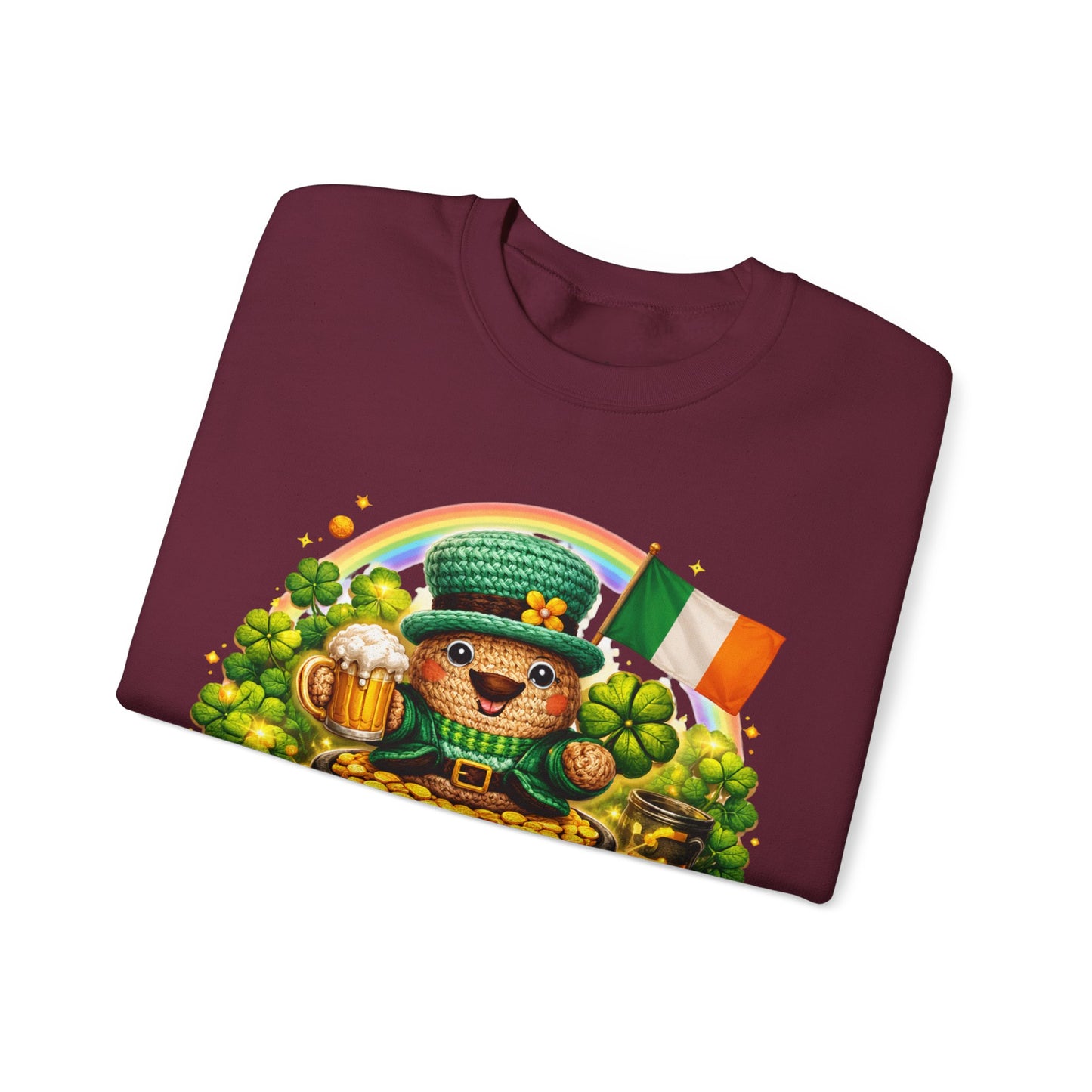 St. Patrick's Day Leprechaun Bear Crewneck Sweatshirt | Irish Shamrock Rainbow