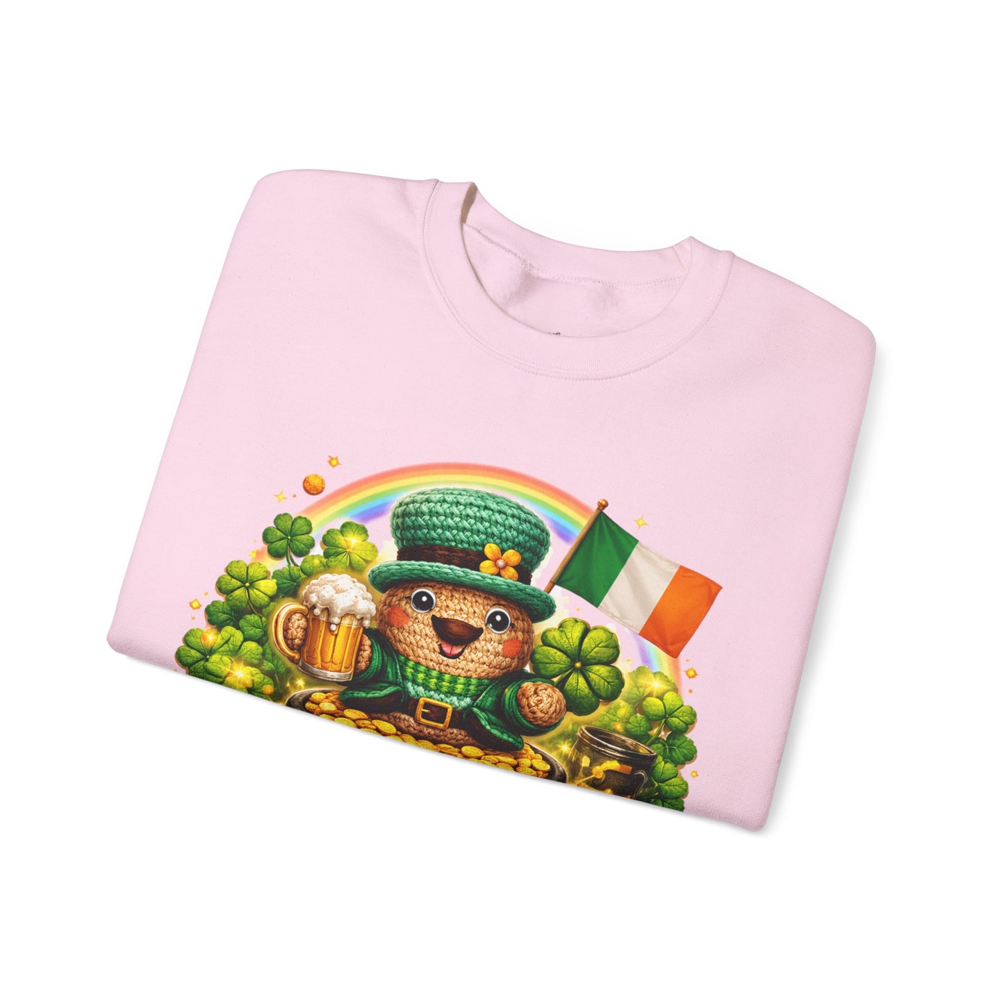 St. Patrick's Day Leprechaun Bear Crewneck Sweatshirt | Irish Shamrock Rainbow