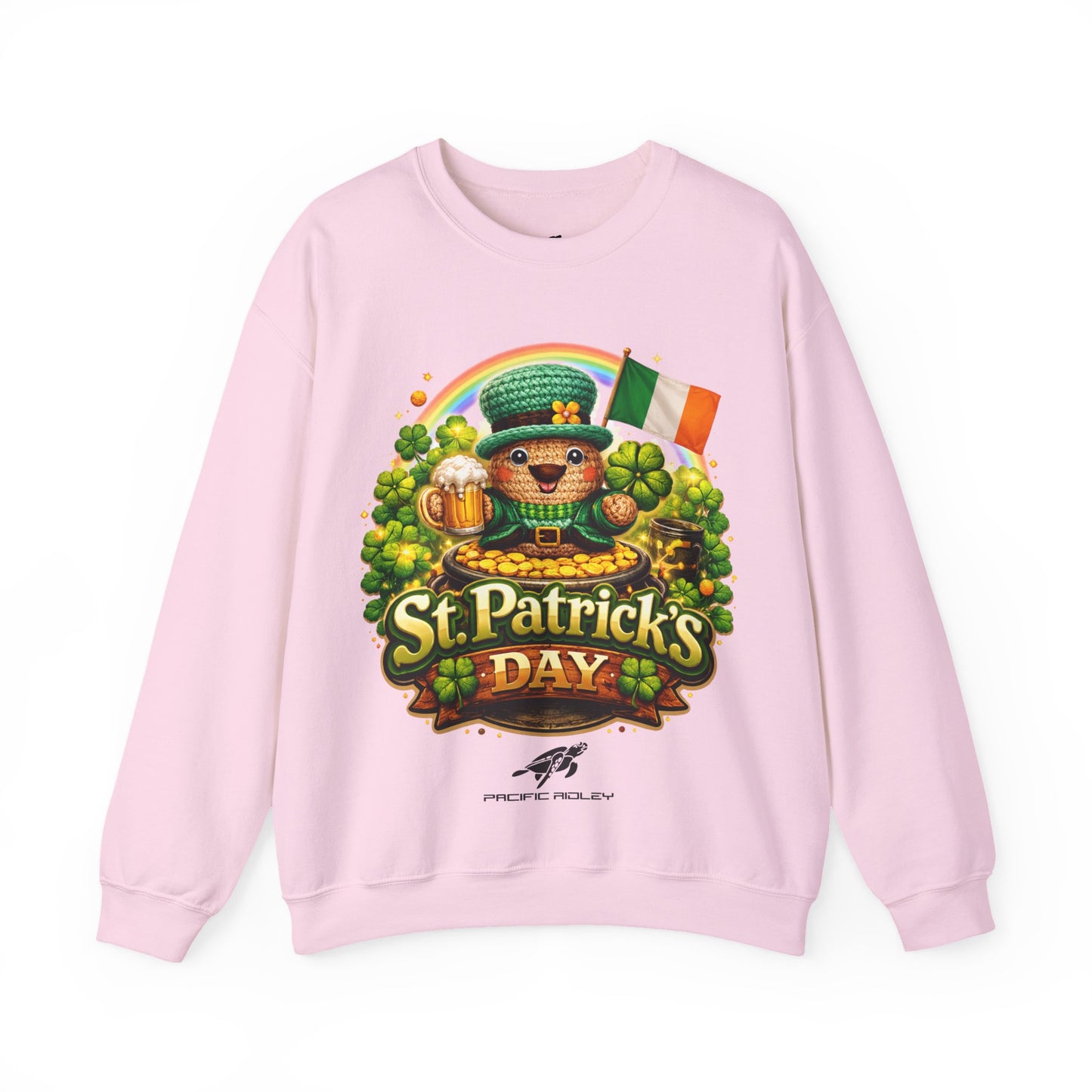 St. Patrick's Day Leprechaun Bear Crewneck Sweatshirt | Irish Shamrock Rainbow
