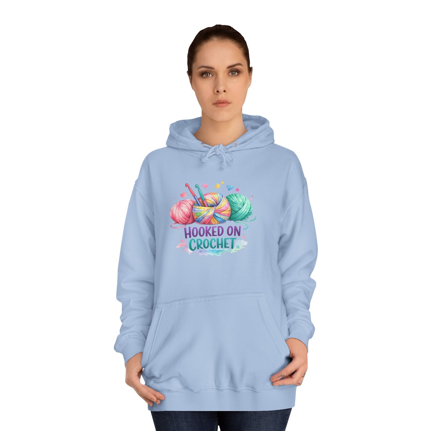 Hooked on Crochet Hoodie | Yarn Balls, Crochet Hooks, Colorful Craft