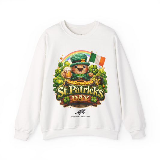 St. Patrick's Day Leprechaun Bear Crewneck Sweatshirt | Irish Shamrock Rainbow
