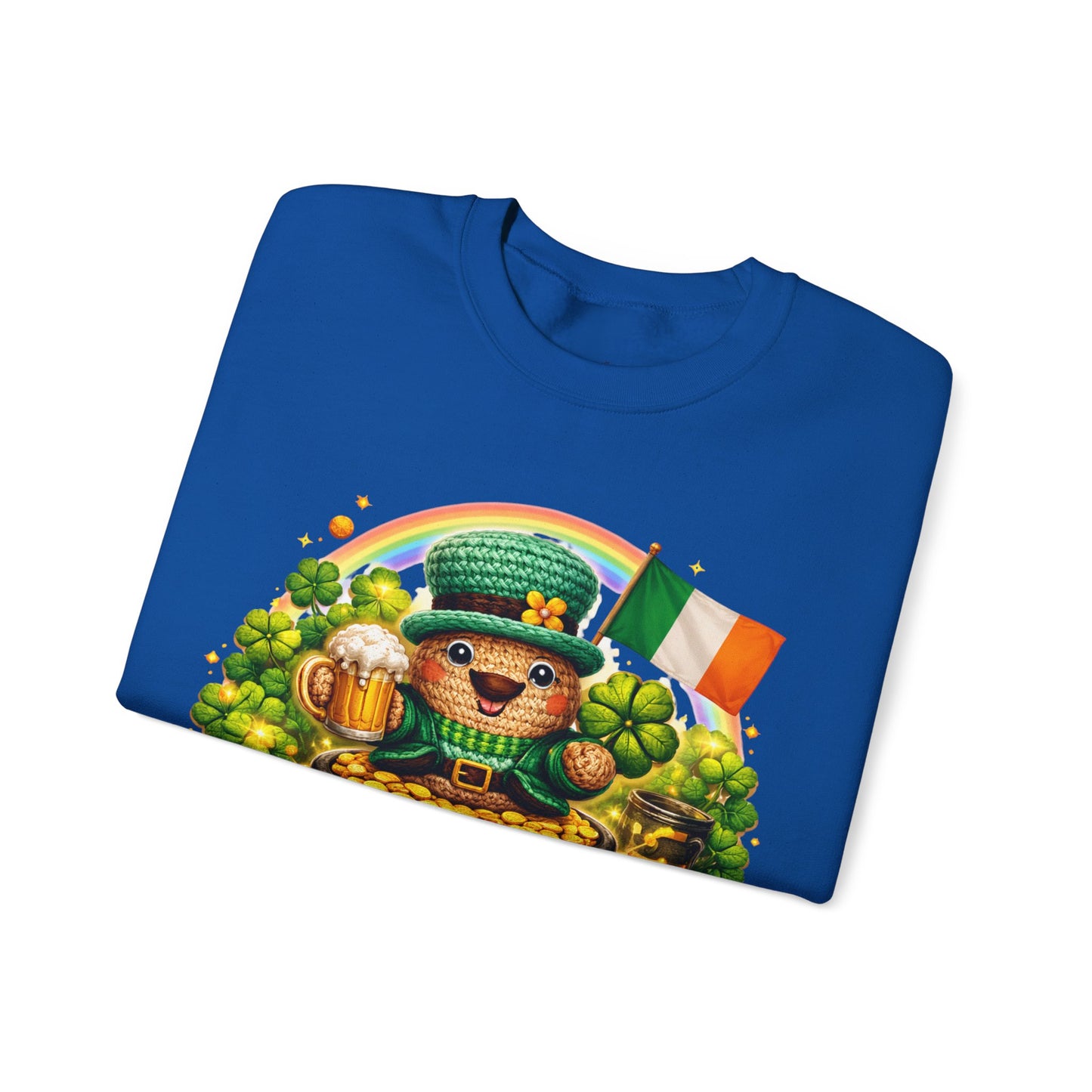 St. Patrick's Day Leprechaun Bear Crewneck Sweatshirt | Irish Shamrock Rainbow