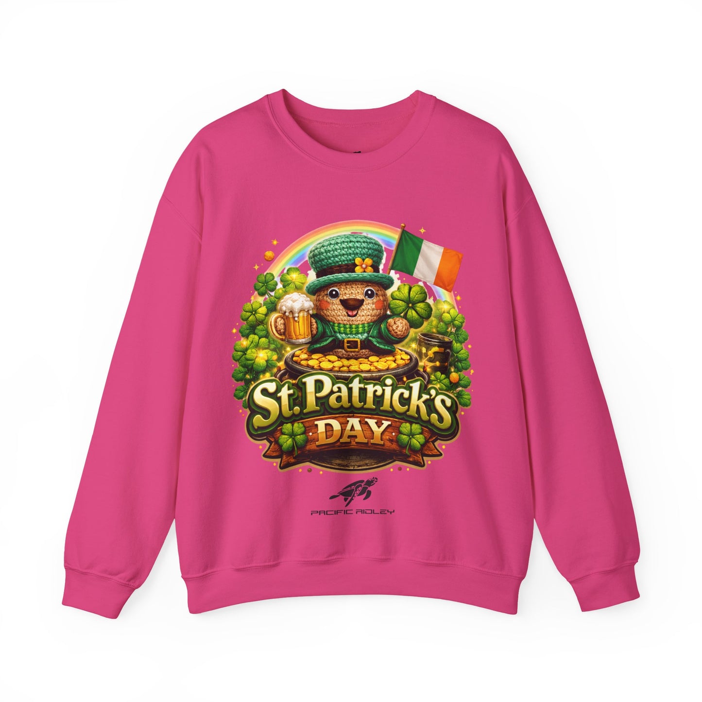 St. Patrick's Day Leprechaun Bear Crewneck Sweatshirt | Irish Shamrock Rainbow