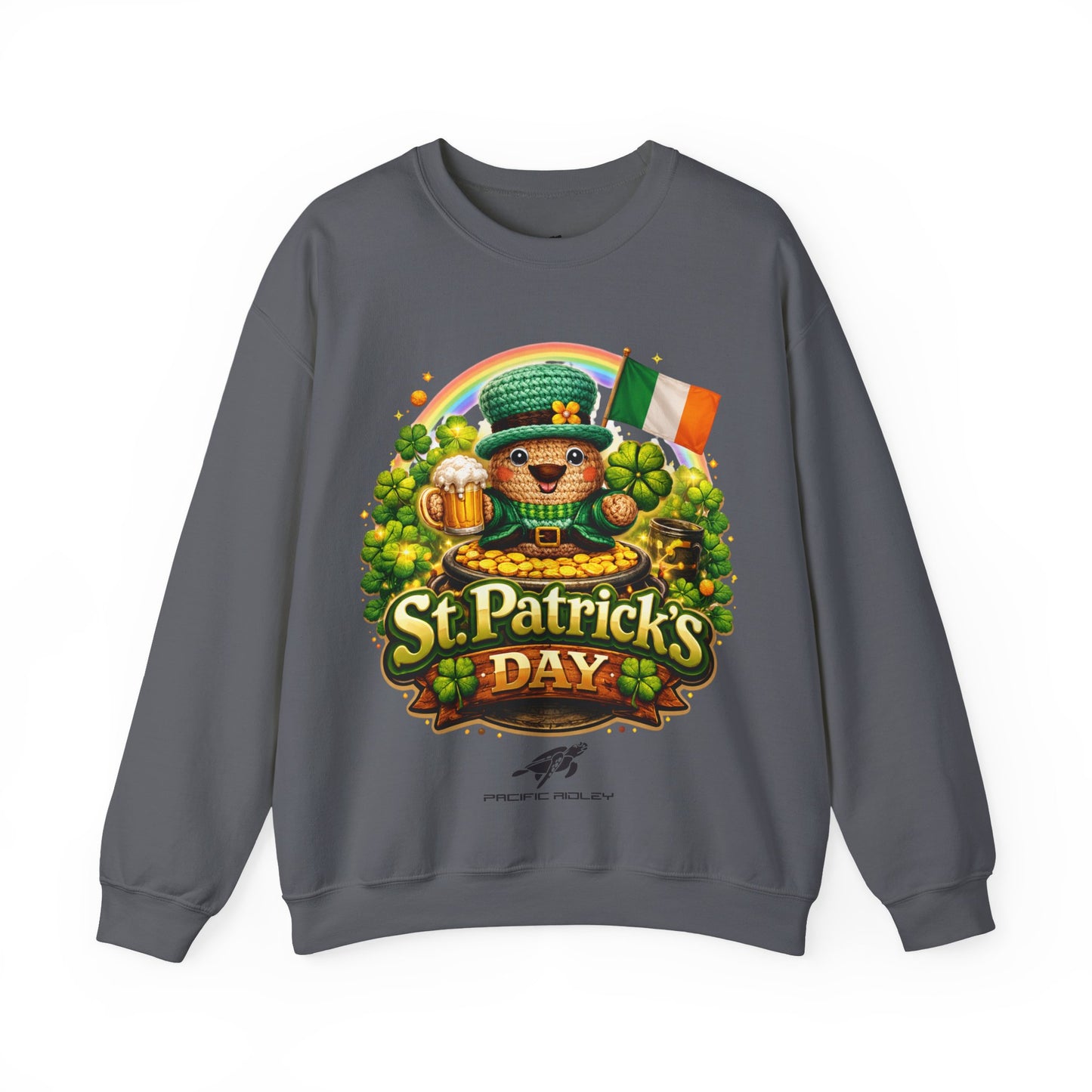 St. Patrick's Day Leprechaun Bear Crewneck Sweatshirt | Irish Shamrock Rainbow
