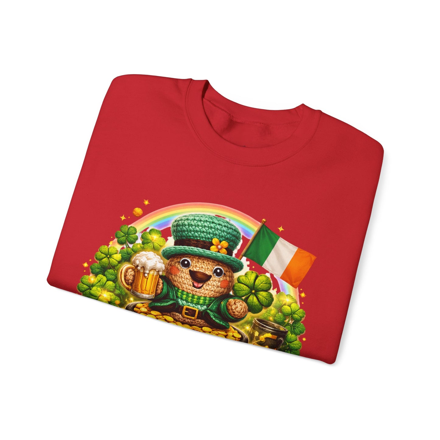 St. Patrick's Day Leprechaun Bear Crewneck Sweatshirt | Irish Shamrock Rainbow