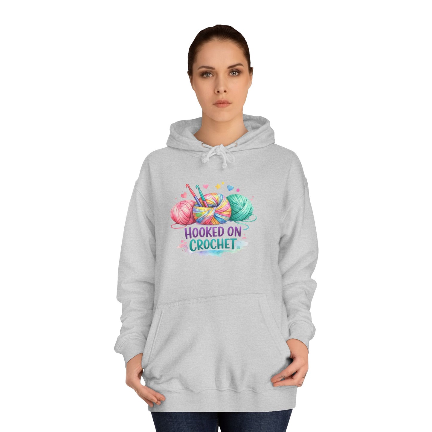Hooked on Crochet Hoodie | Yarn Balls, Crochet Hooks, Colorful Craft