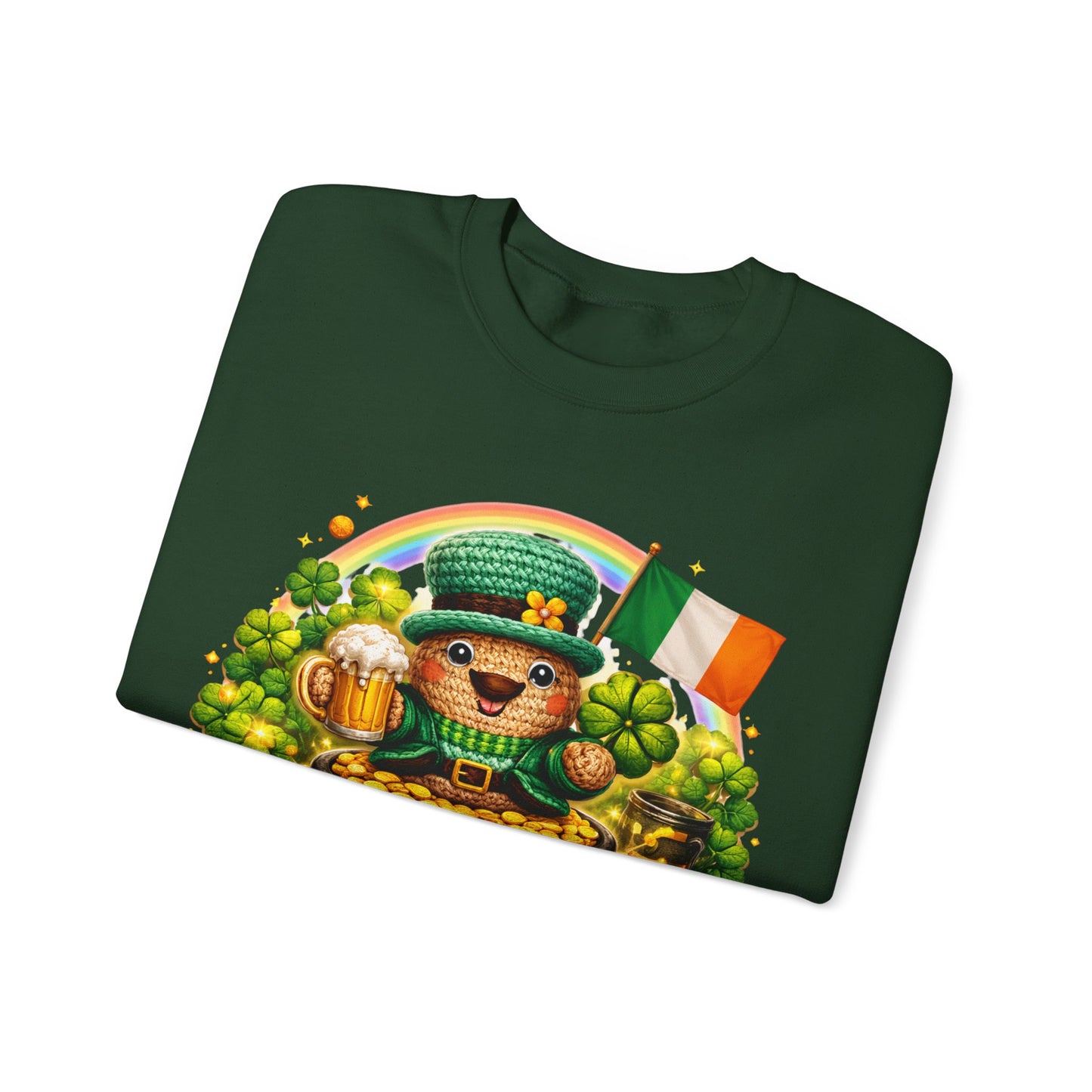 St. Patrick's Day Leprechaun Bear Crewneck Sweatshirt | Irish Shamrock Rainbow