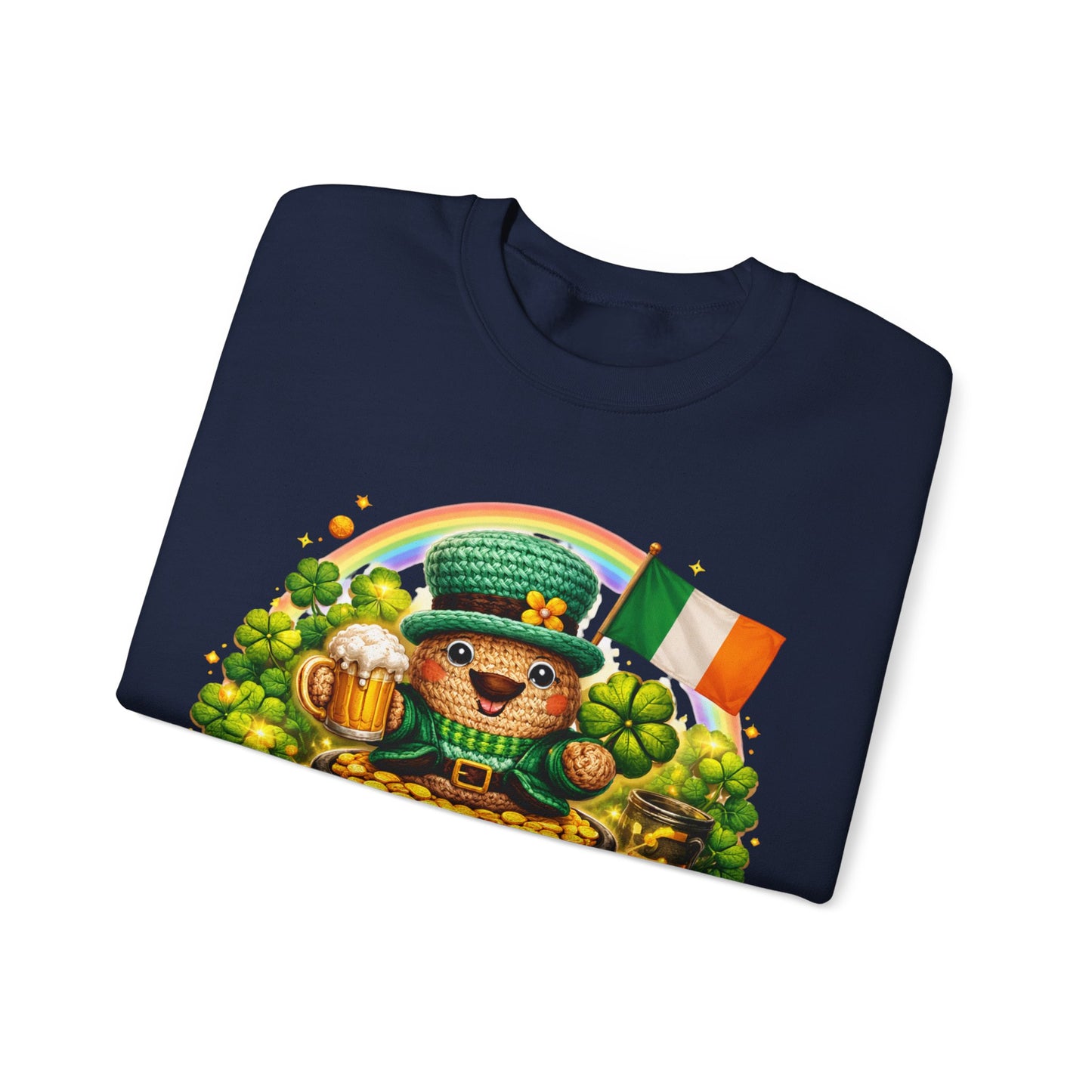 St. Patrick's Day Leprechaun Bear Crewneck Sweatshirt | Irish Shamrock Rainbow