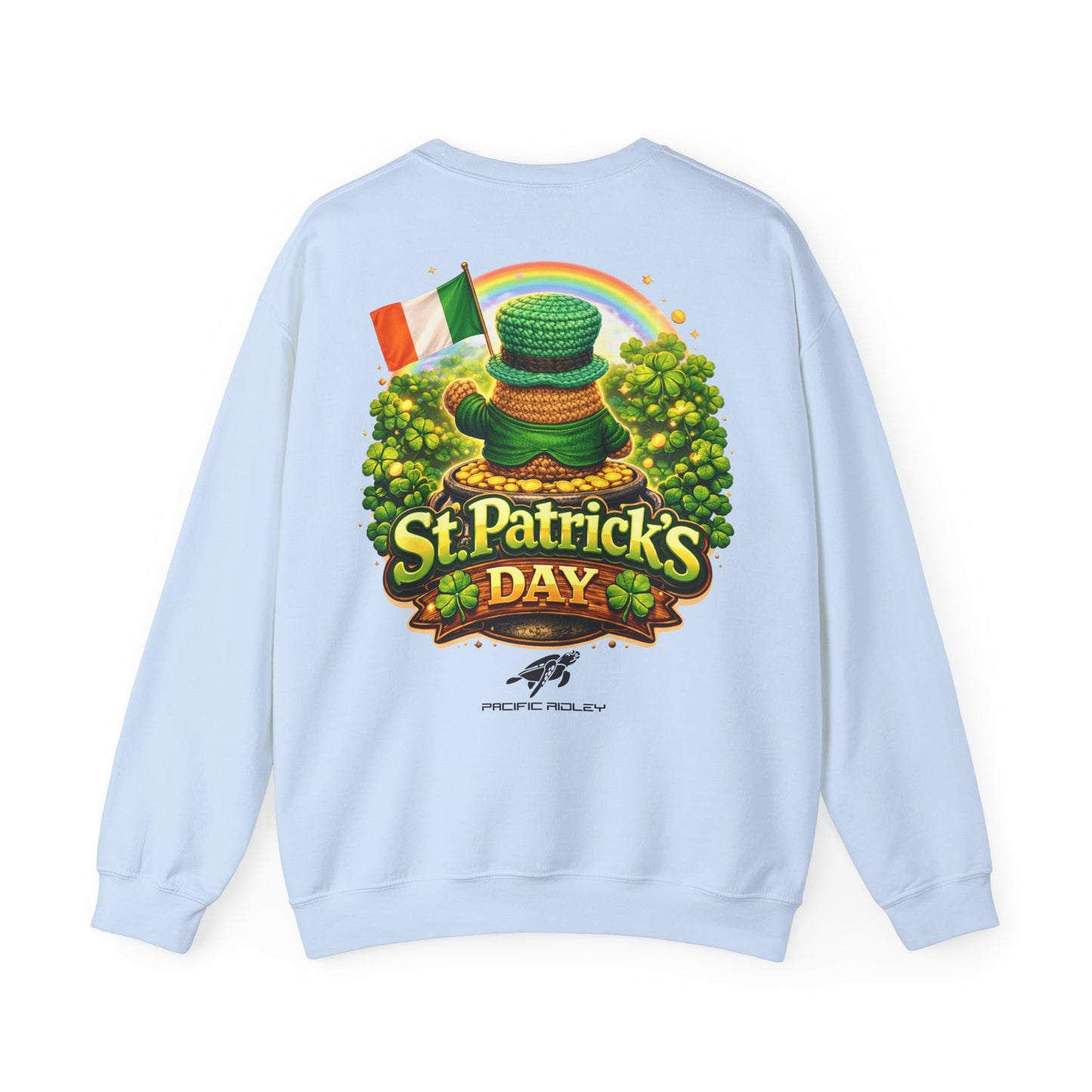 St. Patrick's Day Leprechaun Bear Crewneck Sweatshirt | Irish Shamrock Rainbow