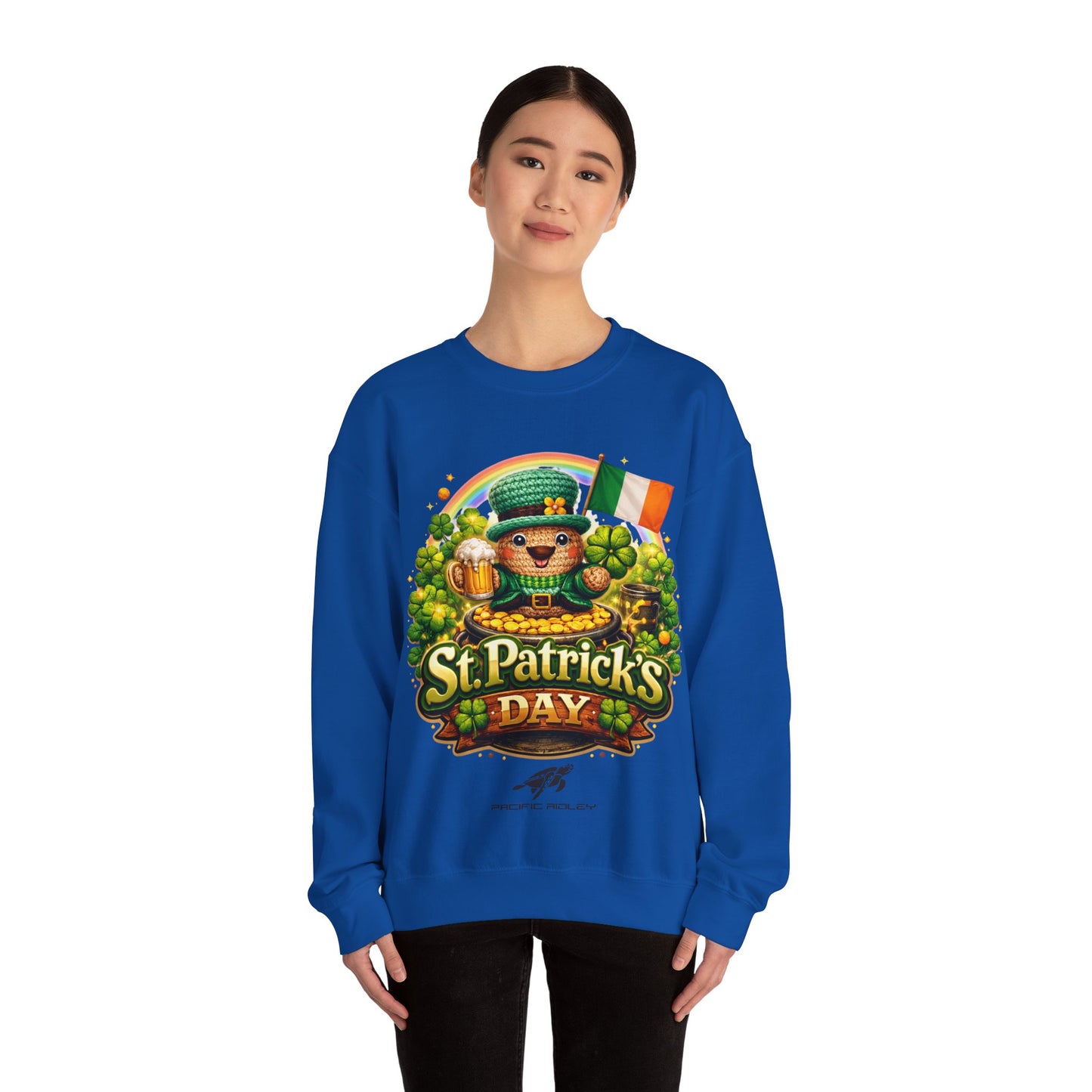 St. Patrick's Day Leprechaun Bear Crewneck Sweatshirt | Irish Shamrock Rainbow