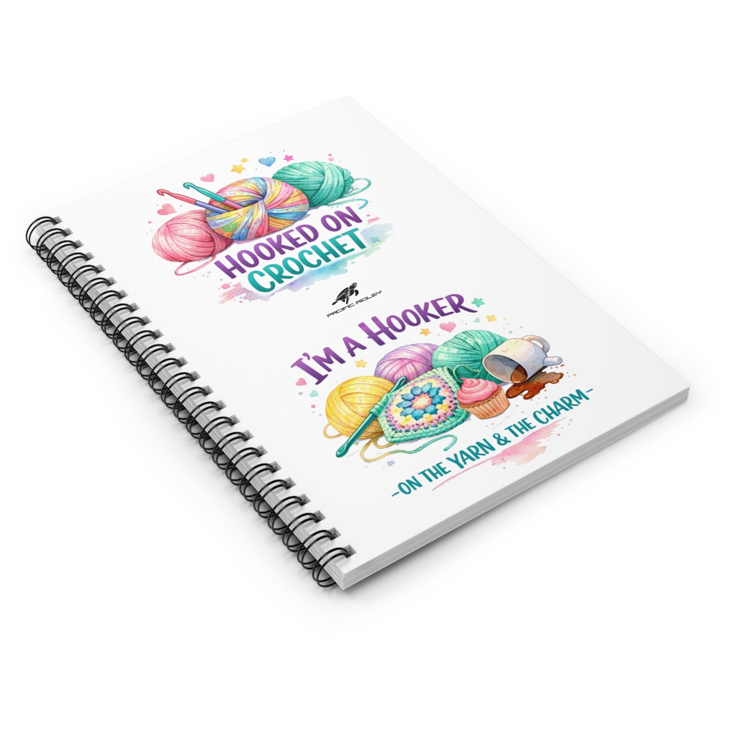 Hooked on Crochet Spiral Notebook | Yarn Balls & Hooks Ruled Journal