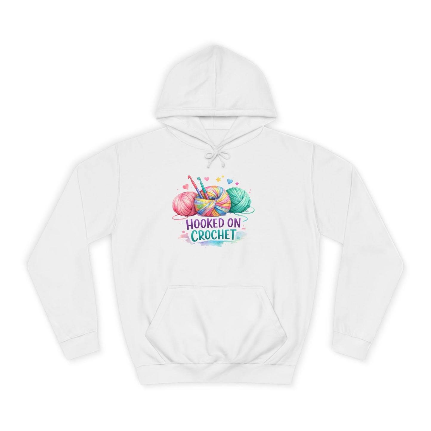 Hooked on Crochet Hoodie | Yarn Balls, Crochet Hooks, Colorful Craft