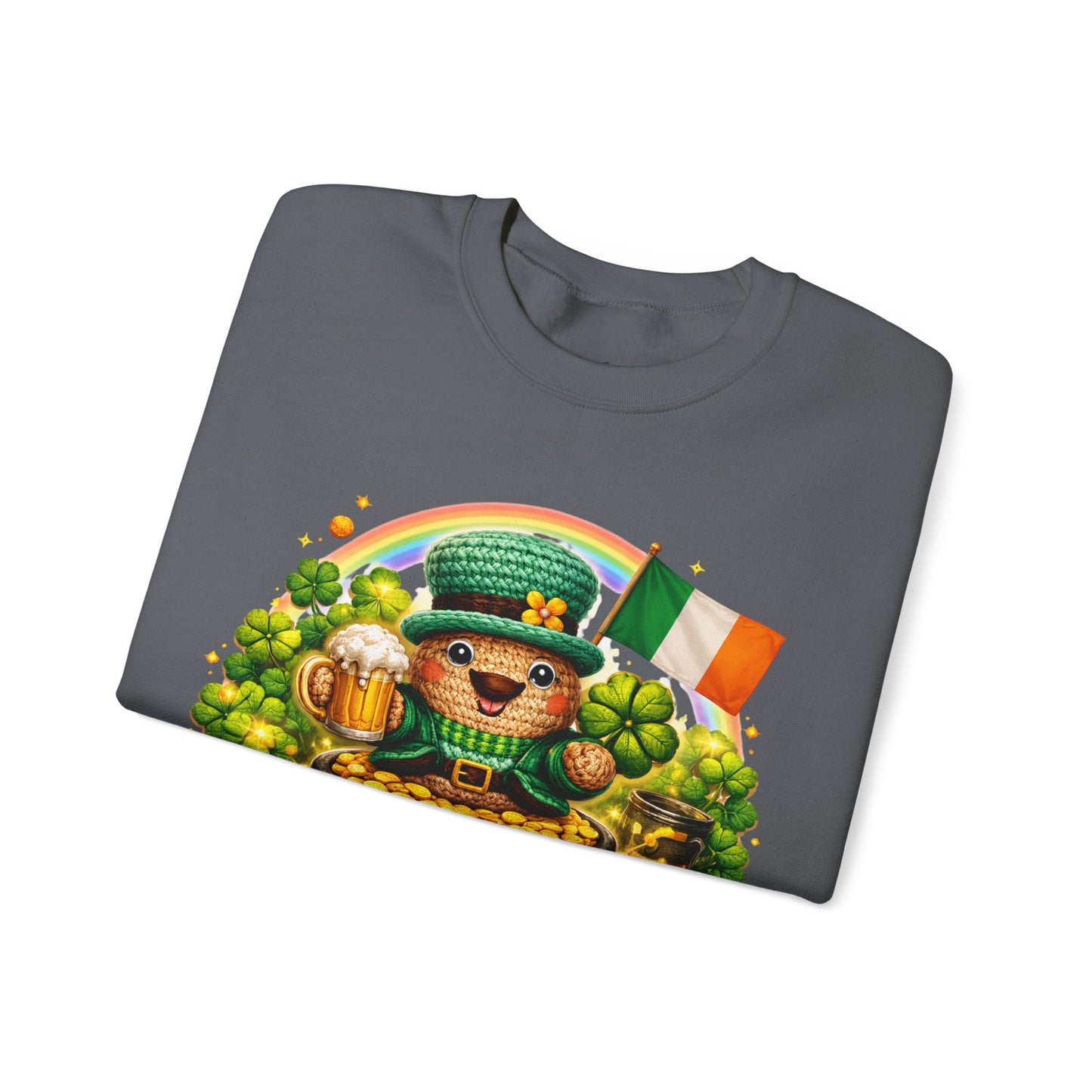 St. Patrick's Day Leprechaun Bear Crewneck Sweatshirt | Irish Shamrock Rainbow
